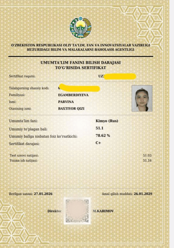 Kimyo sertifikati 9